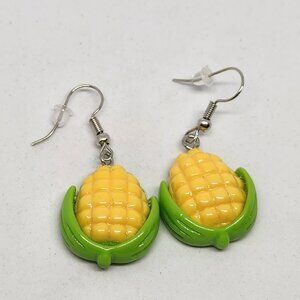 Corn Cob Vegetable Farmers Market Resin Hook Dangle Earrings